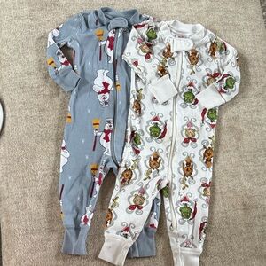 Hanna Andersson Christmas grinch and frosty the snowman pj bundle size 3-6 mo